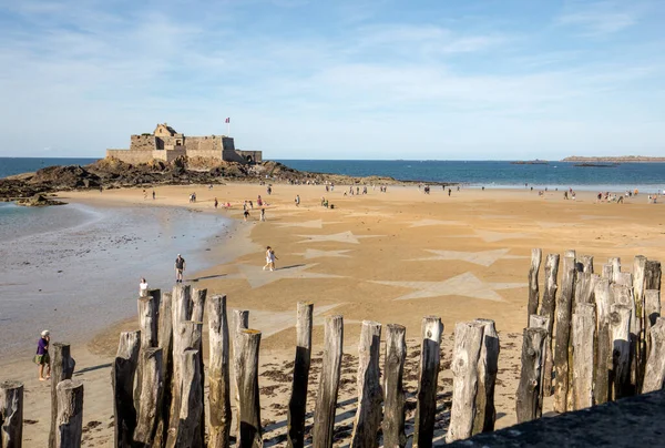 Saint Malo Frankrike September 2018 Stjärnorna Stranden Saint Malo Bretagne — Stockfoto
