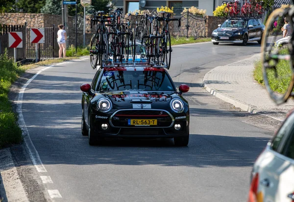 Krakov Polsko Srpna 2018 Kolektivní Vozidlo Trase Cyklistického Závodu Tour — Stock fotografie