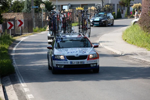 Krakov Polsko Srpna 2018 Kolektivní Vozidlo Trase Cyklistického Závodu Tour — Stock fotografie