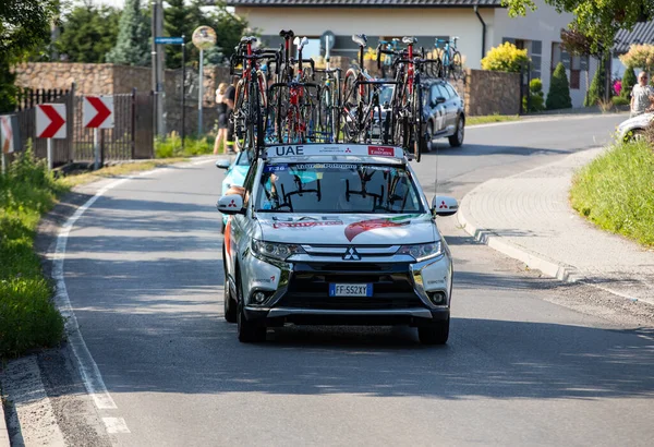 Krakov Polsko Srpna 2018 Kolektivní Vozidlo Trase Cyklistického Závodu Tour — Stock fotografie