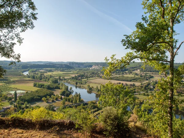 Vista Rio Dordogne Vale Dordogne Partir Das Muralhas Cidade Velha — Fotografia de Stock