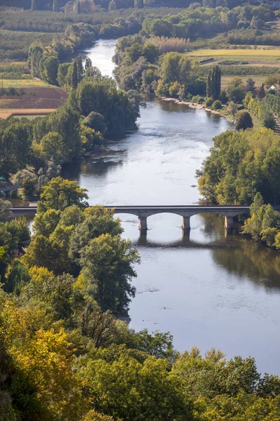 View River Dordogne Dordogne Valley Walls Old Town Domme Dordogne — Stock Photo, Image