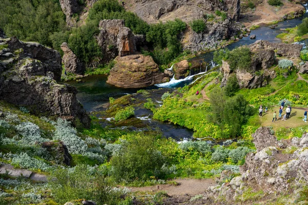 Hjalparfoss Island Juli 2017 Landschaftliche Landschaft Des Hjalparfoss Süden Islands — Stockfoto