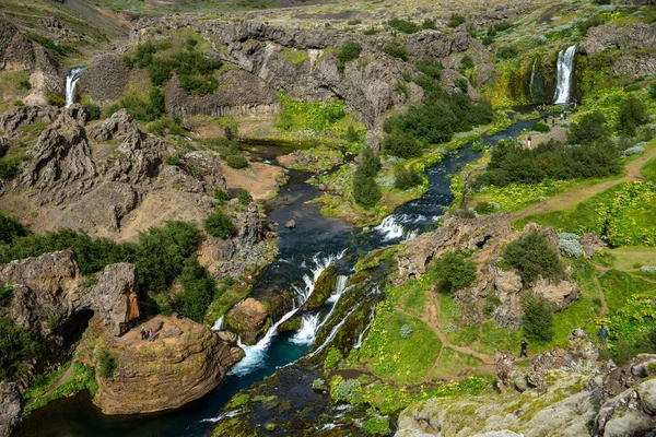 Hjalparfoss Island Juli 2017 Landschaftliche Landschaft Des Hjalparfoss Süden Islands — Stockfoto