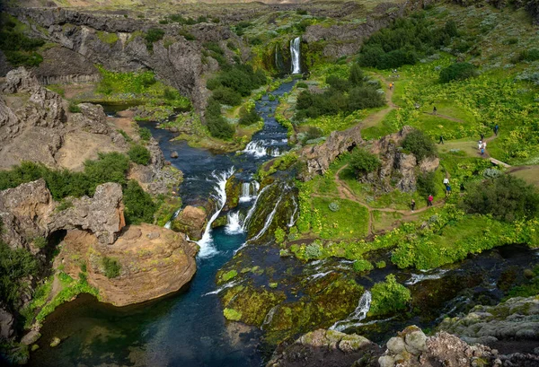 Hjalparfoss Island Juli 2017 Landschaftliche Landschaft Des Hjalparfoss Süden Islands — Stockfoto