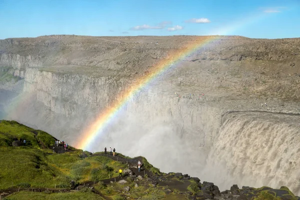 Dettifoss Islândia Julho 2017 Dettifoss Cachoeira Mais Poderosa Islândia Ele — Fotografia de Stock