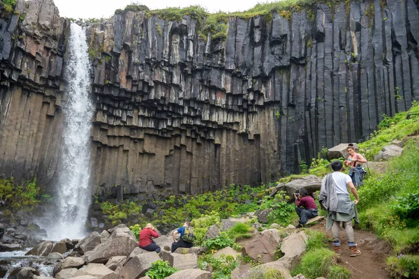 Vatnajokull Islanti Heinäkuuta 2017 Svartifoss Waterfall Tai Balck Waterfall Vatnajokullin — kuvapankkivalokuva