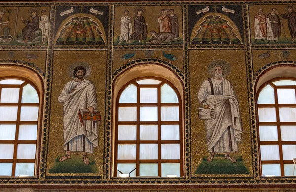 Rávena Italia Septiembre 2019 Mosaicos Pared Lateral Basílica San Apolinar — Foto de Stock