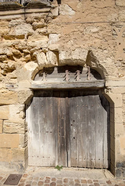 Voorwand Van Een Oud Stenen Huis Saint Emilion Frankrijk Emilion — Stockfoto