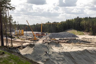 Vistula Spit, Polonya - 11 Eylül 2010: Polonya 'da resmi adı Nowy Swiat kanalı olan Vistula Spit kanalının yapımı