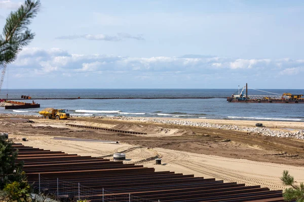 Vistula Spit Poland September 2010 Construction Vistula Spit Canal Official — ストック写真