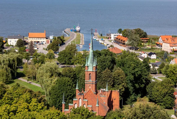 Luchtfoto Van Frombork Vistula Lagoon Polen Uitzicht Vanaf Radziejowski Toren — Stockfoto