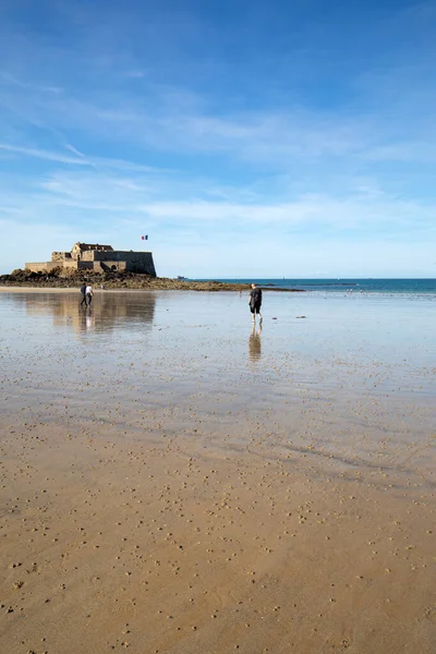 Malo France Septembre 2018 Vue Fort National Plage Saint Malo — Photo