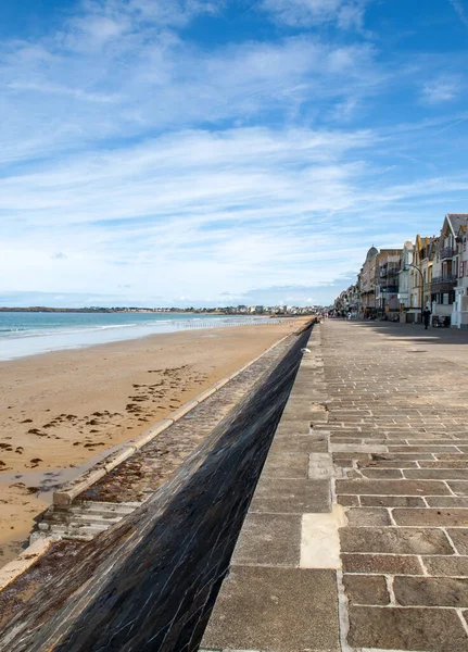 Saint Malo Franciaország Szeptember 2018 Kilátás Strandra Sétány Saint Malo — Stock Fotó