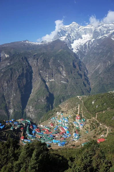 Удаленное Село Намче Базар Горах Гималаев Национальный Парк Сагарматха Долина — стоковое фото