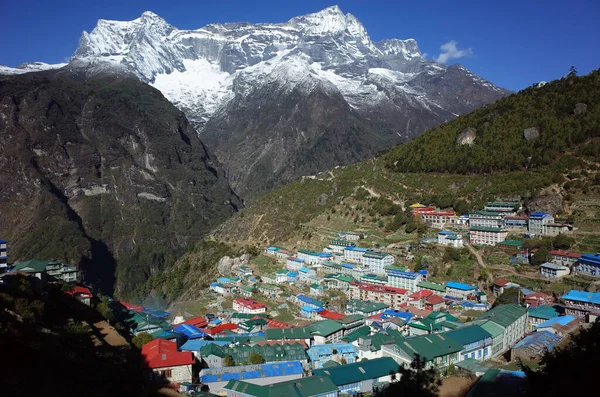 喜马拉雅山山区边远Namche Bazaar村 喜马拉雅山Khumbu山谷Sagarmatha国家公园 — 图库照片