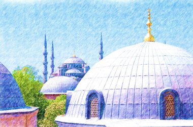 İstanbul, Ayasofya Cami Kubbeleri ve Mavi Cami, Dijital Sanat