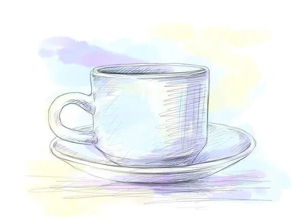 Croquis Crayon Dessiné Main Tasse — Photo