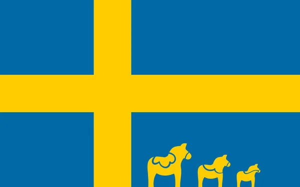 Švédská Vlajka Dal Kůň Jednoduchý Design Vektorové Ilustrace — Stockový vektor