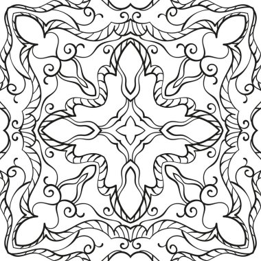 Boyama kitabı için dekoratif arkaplan, Siyah ve beyaz Vektör illüstrasyonu