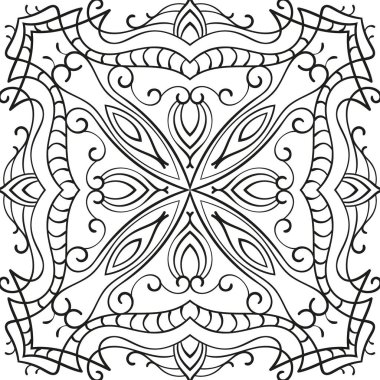 Boyama kitabı için dekoratif arkaplan, Siyah ve beyaz Vektör illüstrasyonu