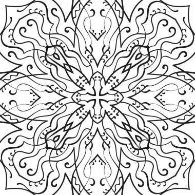 Boyama kitabı için dekoratif arkaplan, Siyah ve beyaz Vektör illüstrasyonu