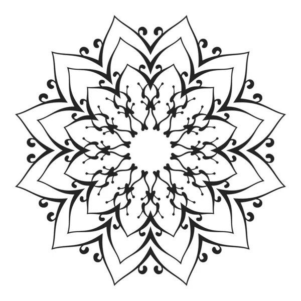 Flor Loto Mandala Ornamental Redonda Elemento Diseño Aislado Para Colorear — Vector de stock