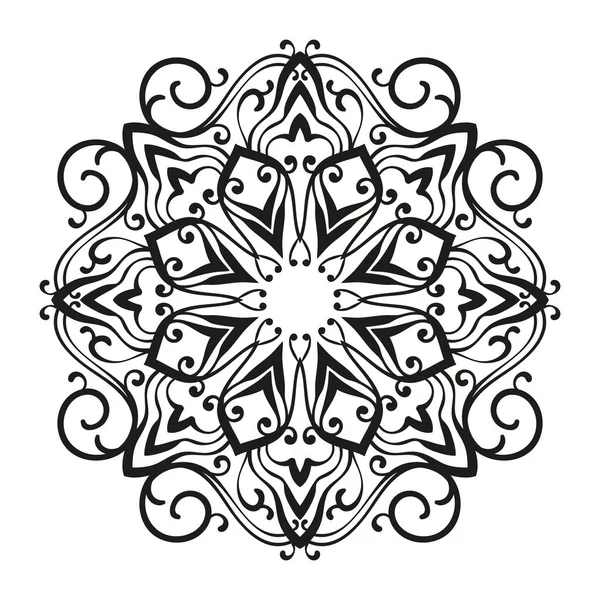 Mandala Ornamental Rombo Com Flor Lótus Redonda Meio Elemento Design — Vetor de Stock