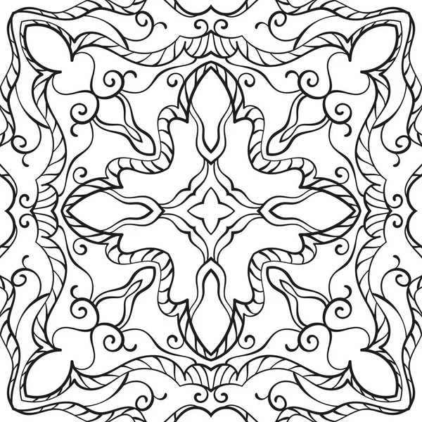 Fondo Ornamental Para Colorear Libro Ilustración Vectorial Blanco Negro — Vector de stock