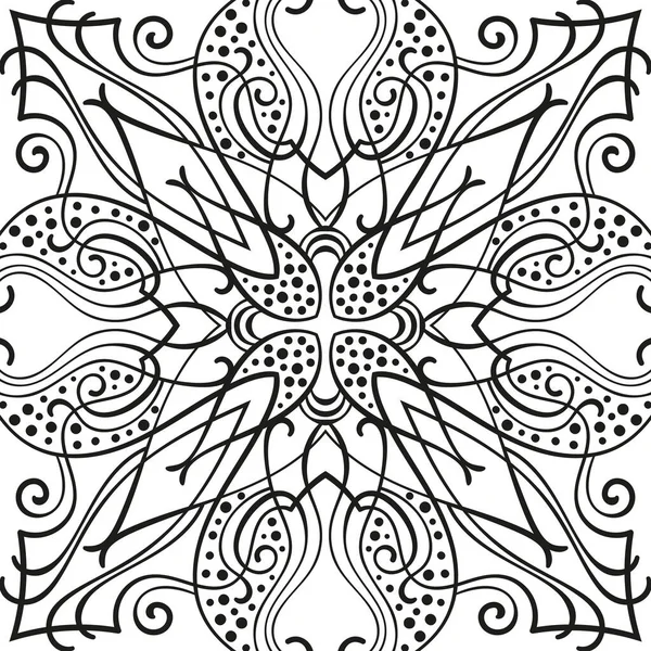 Fondo Ornamental Para Colorear Libro Ilustración Vectorial Blanco Negro — Vector de stock