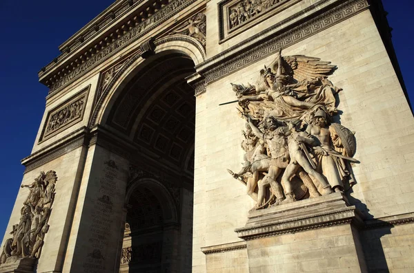 Detalj Triumfbågen Etoile Skulpturgrupp Triumfbåge Arc Mest Kända Monumenten Paris — Stockfoto