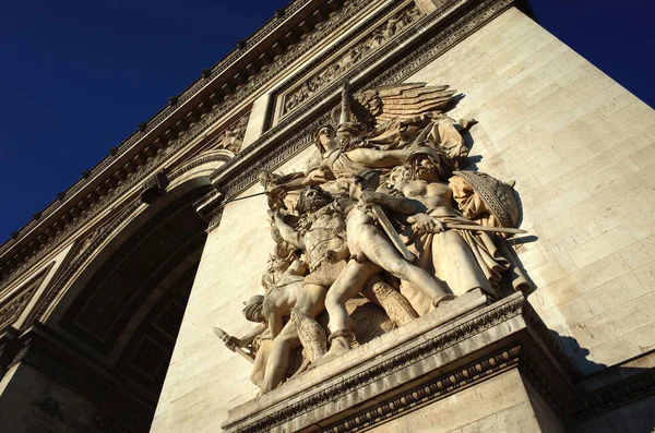 Detail Van Arc Triomphe Etoile Sculpturale Groep Van Triomfboog Arc — Stockfoto