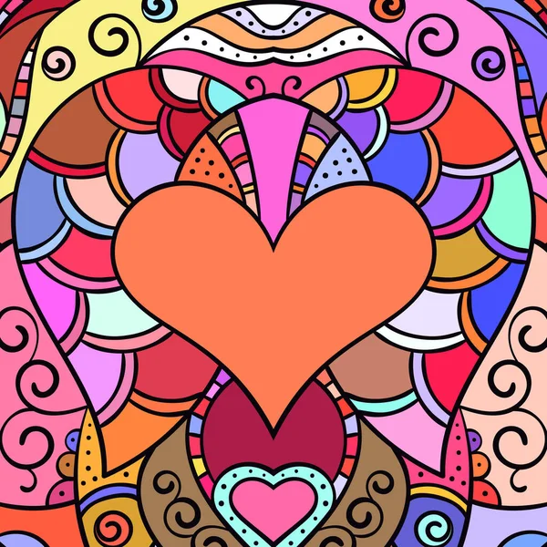 Fondo Multicolor Decorativo Abstracto Con Corazón Medio Vector Textura Ornamental — Archivo Imágenes Vectoriales