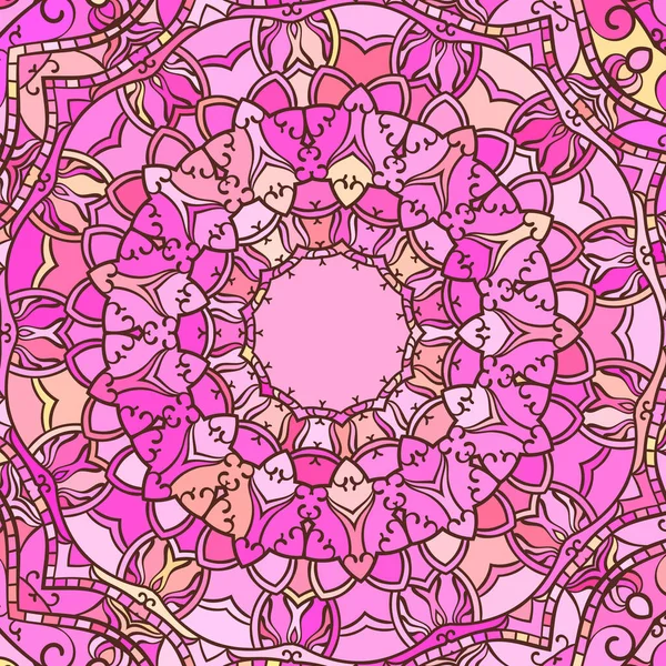 Fondo Mandala Multicolor Rosa Aleatorio Decorativo Abstracto Vector Textura Ornamental — Archivo Imágenes Vectoriales