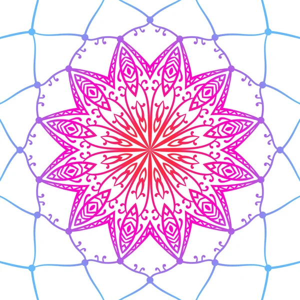 Handgetekende Mandala Dromenvanger Gradiënt Veelkleurige Achtergrond Ronde Siertextuur Vector — Stockvector