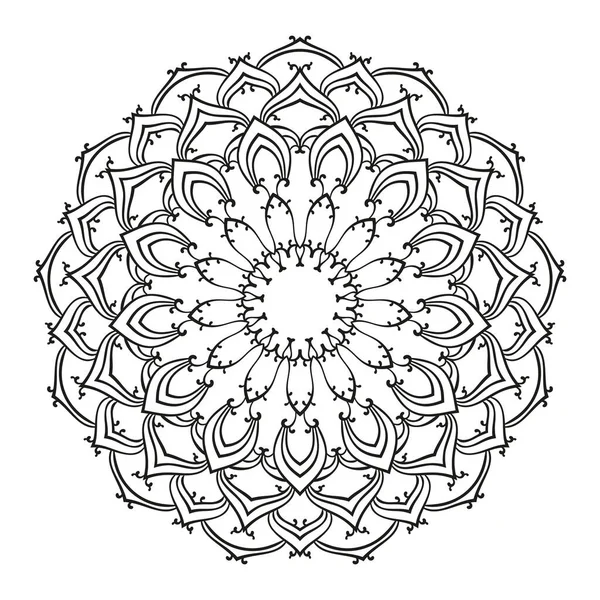 Ronde Decoratieve Lotusblaadjes Mandala Pagina Voor Volwassen Kleurboek Geïsoleerd Design — Stockvector