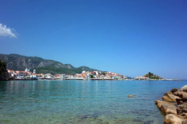 Kokkari Isla Samos Grecia Mayo 2018 Vista Mar Del Pueblo — Foto de Stock