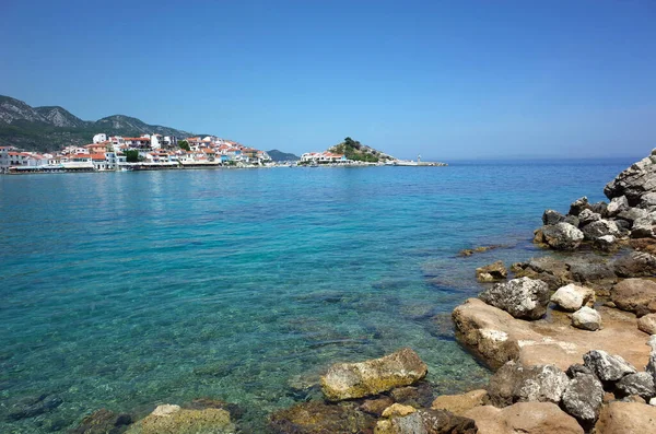 Kokkari Isla Samos Grecia Mayo 2018 Vista Mar Del Pueblo — Foto de Stock