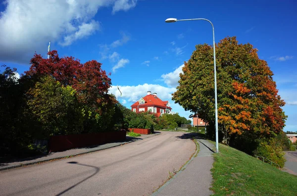 Vasteras Svédország Szeptember 2018 Tipikus Nyugodt Városi Utca Vasteras Hagyományos — Stock Fotó