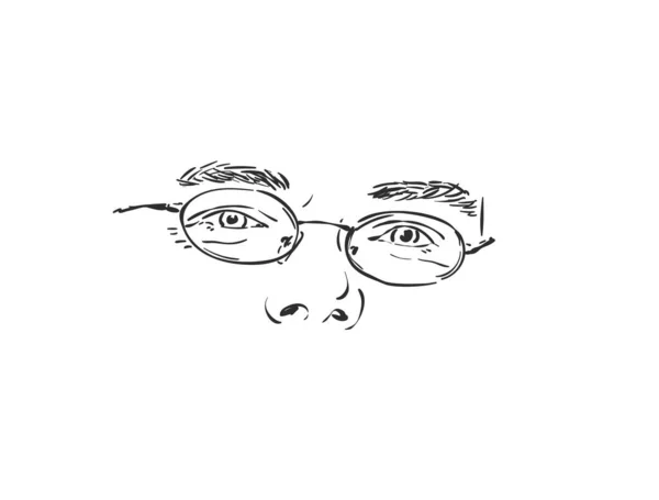 Isolated Man Eyes Eyeglasses Hand Drawn Vector Sketch — Stock Vector