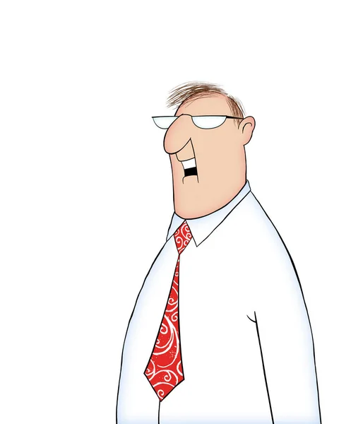 Dibujos Animados Hombre Con Camisa Corbata Con Boca Sonriendo Riendo — Foto de Stock