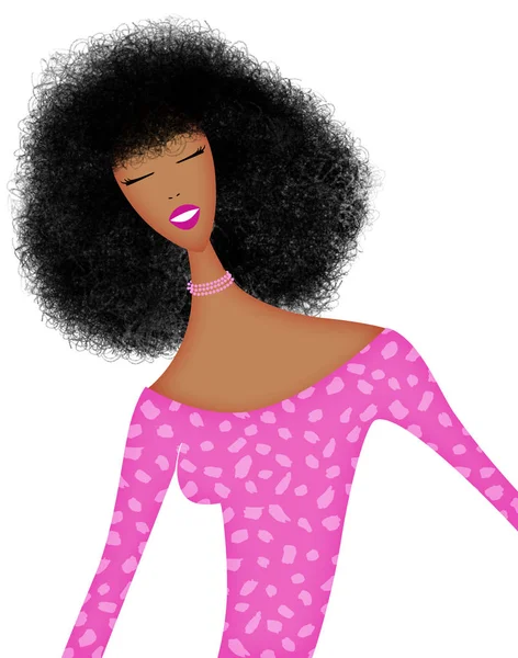 Ilustração Moda Uma Jovem Mulher Negra Sorridente Moda Isolada Branco — Fotografia de Stock
