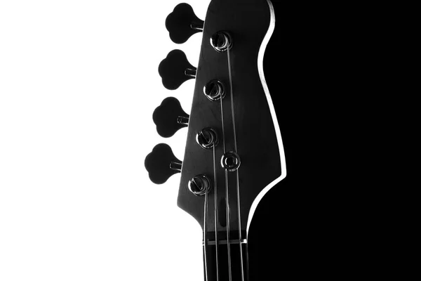 Silhouette Electric Bass Guitar Contrasting Black White Background — Stock Photo, Image