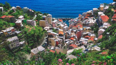 Manarola, Liguria İtalya 'nın panoramik manzarası