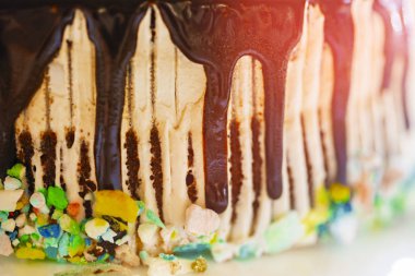 Pasta çikolata akan ile yakın çekim