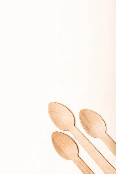 Wooden Spoon Eco Friendly Disposable Utensils Made Bamboo Wood Paper — Stock Photo, Image
