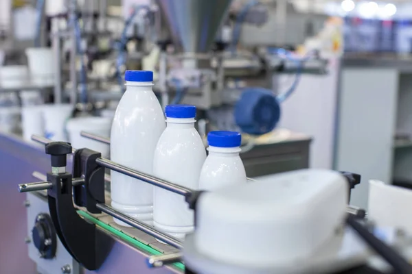 Factory line for bottling milk or yogurt