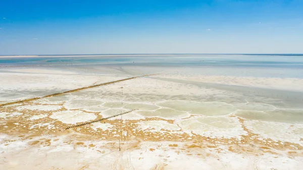 Salt Gölü Baskunchak. Astrakhan bölgesi. Rus manzarası.