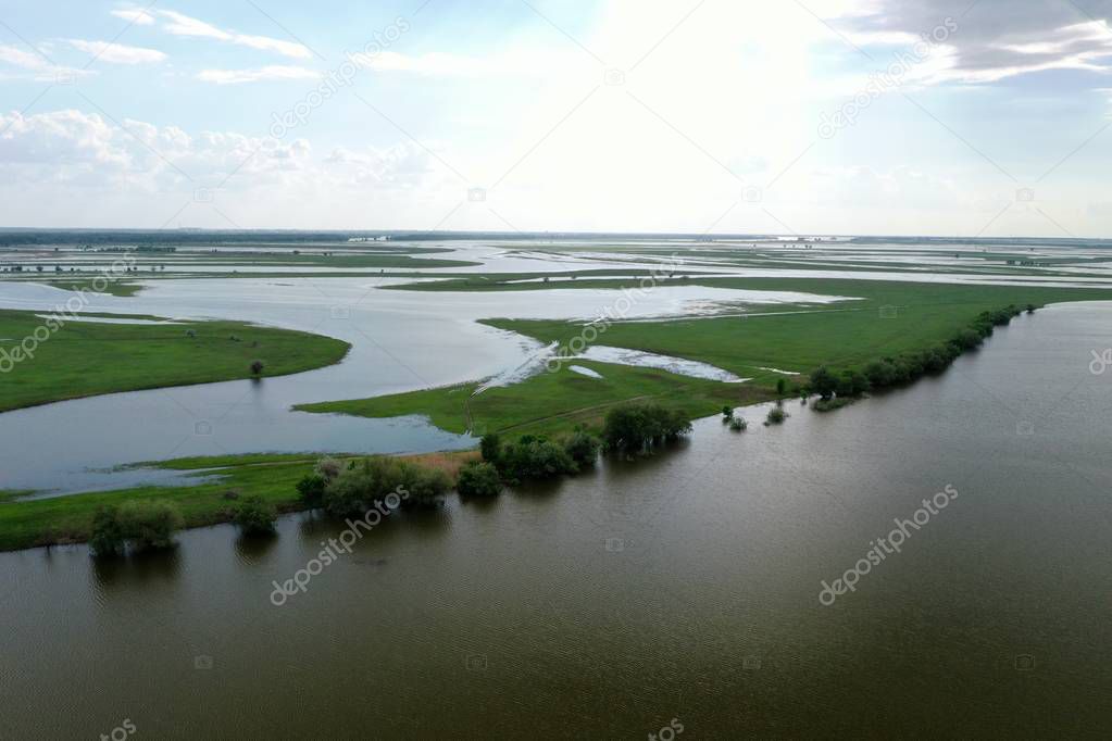 Flooding in the Volga delta, Russia