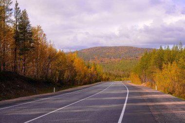 Dağlarda sonbahar yolu. Yol Gezisi.